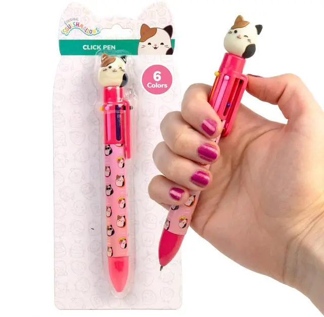 Main image of Original Squishmallows Multicolor Pen, Novelty Pen With 6 Inks and Cam the Cat Topper, Cool School Supplies, Cute Pens and Stationery, Gifts for Girls, Back to School Stuff