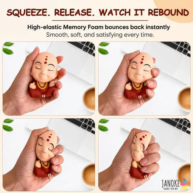 Alt view image 3 of 7 - Funny Stress Balls for Adults - Zen Style Squishy Squeeze Toy, Hilarious Gag Gift for Coworkers, Men & Women Unique Stress Relief Desk Toy