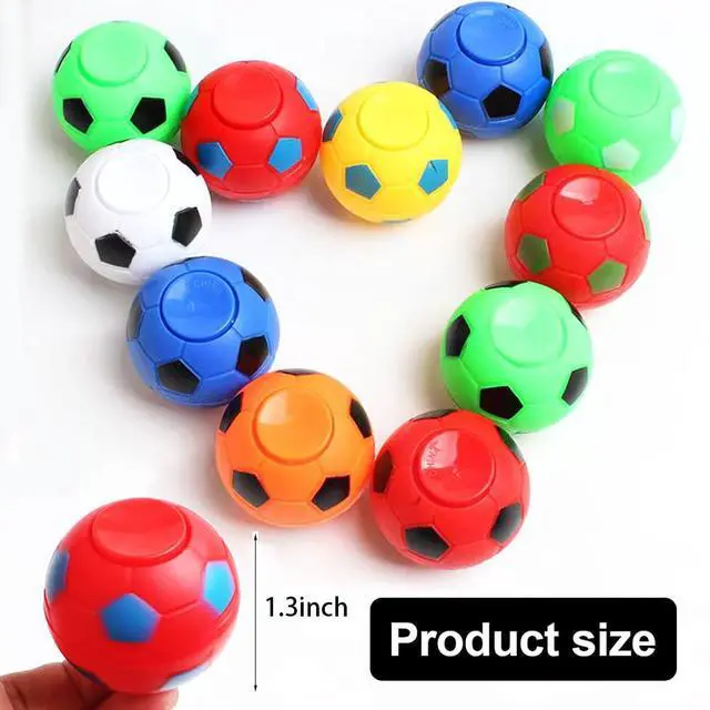 Alt view image 2 of 6 - 32 PCS Mini Fidget Spinners Soccer Ball Toys for Kids, Soccer Party Favors Goodie Bag Stuffers, Rotatable Soccer Finger Stress Balls for Classroom Prizes
