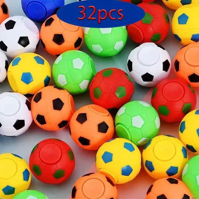 Alt view image 4 of 6 - 32 PCS Mini Fidget Spinners Soccer Ball Toys for Kids, Soccer Party Favors Goodie Bag Stuffers, Rotatable Soccer Finger Stress Balls for Classroom Prizes