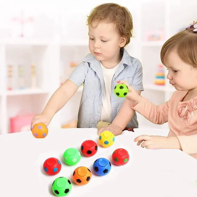 Alt view image 5 of 6 - 32 PCS Mini Fidget Spinners Soccer Ball Toys for Kids, Soccer Party Favors Goodie Bag Stuffers, Rotatable Soccer Finger Stress Balls for Classroom Prizes