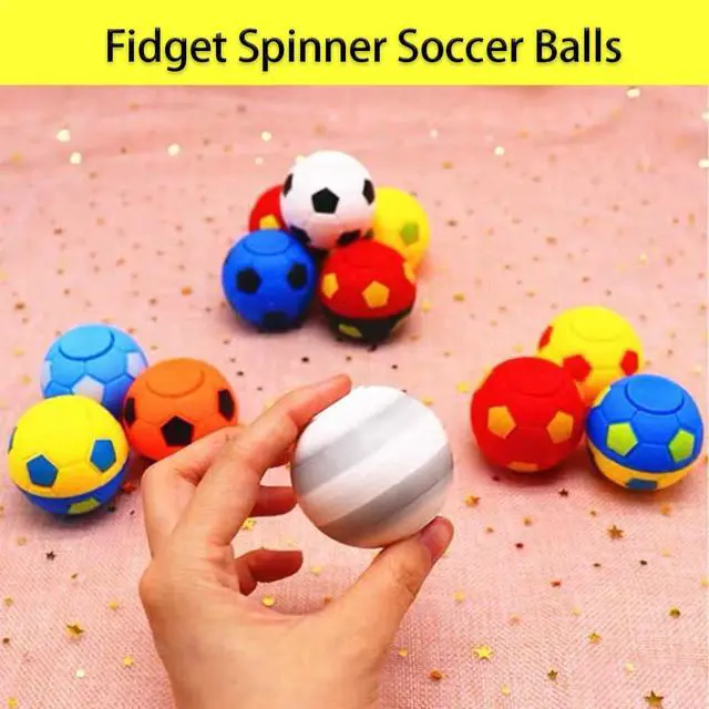 Alt view image 3 of 6 - 32 PCS Mini Fidget Spinners Soccer Ball Toys for Kids, Soccer Party Favors Goodie Bag Stuffers, Rotatable Soccer Finger Stress Balls for Classroom Prizes