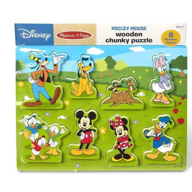 Alt view image 3 of 7 - Disney Mickey Mouse Wooden Chunky Puzzle 8-Piece Disney Character Puzzle for Toddlers and Kids Ages 2+ | 8 Chunky Wooden Pieces, Mickey & Friends Puzzle Pieces,