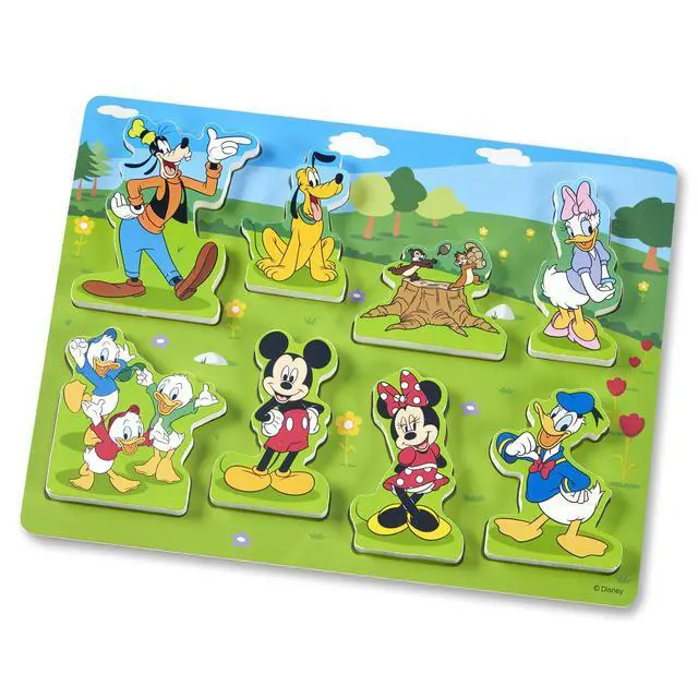 Alt view image 5 of 7 - Disney Mickey Mouse Wooden Chunky Puzzle 8-Piece Disney Character Puzzle for Toddlers and Kids Ages 2+ | 8 Chunky Wooden Pieces, Mickey & Friends Puzzle Pieces,