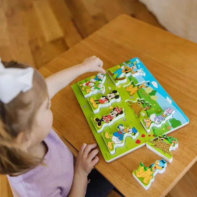 Alt view image 6 of 7 - Disney Mickey Mouse Wooden Chunky Puzzle 8-Piece Disney Character Puzzle for Toddlers and Kids Ages 2+ | 8 Chunky Wooden Pieces, Mickey & Friends Puzzle Pieces,