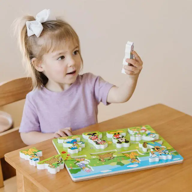 Alt view image 7 of 7 - Disney Mickey Mouse Wooden Chunky Puzzle 8-Piece Disney Character Puzzle for Toddlers and Kids Ages 2+ | 8 Chunky Wooden Pieces, Mickey & Friends Puzzle Pieces,