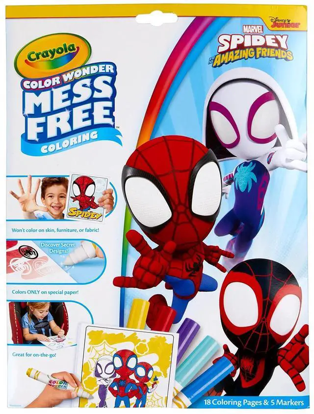 Main image of Spiderman Color Wonder Coloring Set, 18 Spiderman Mess Free Coloring Pages for Toddlers, Spiderman Toys, Gifts for Kids