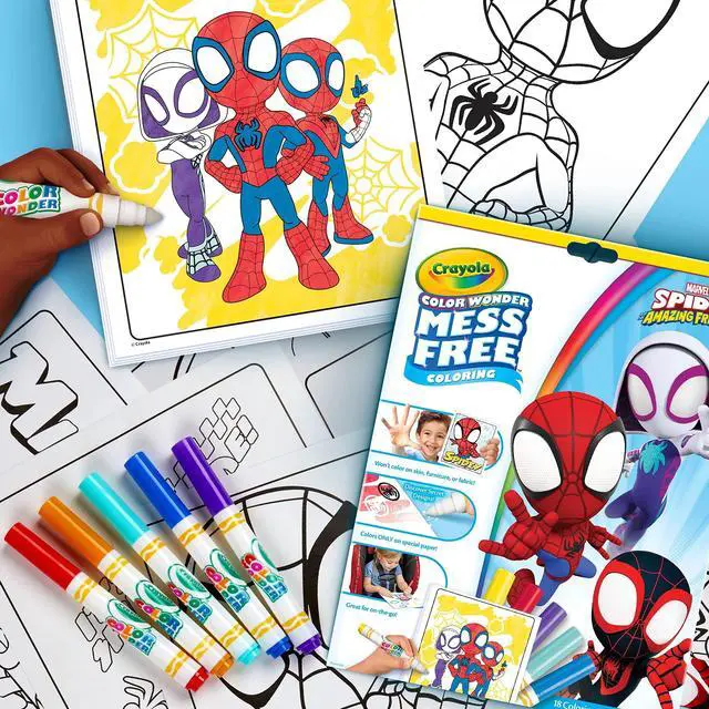 Alt view image 3 of 7 - Spiderman Color Wonder Coloring Set, 18 Spiderman Mess Free Coloring Pages for Toddlers, Spiderman Toys, Gifts for Kids