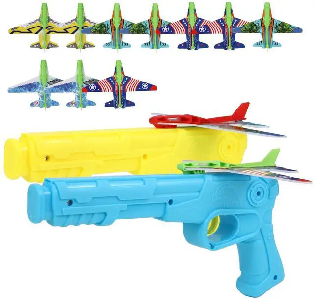 Main image of 12 Pack Airplane Launcher Toys for Kids, 2 Launchers and 10 Foam Glider, Indoor Outdoor Flying Toys for Boys Girls 4-8 Years Old, Plane Party Favors Birthday Gifts for Toddlers