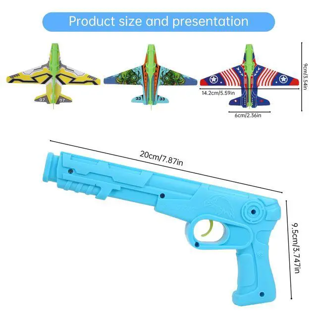 Alt view image 3 of 7 - 12 Pack Airplane Launcher Toys for Kids, 2 Launchers and 10 Foam Glider, Indoor Outdoor Flying Toys for Boys Girls 4-8 Years Old, Plane Party Favors Birthday Gifts for Toddlers