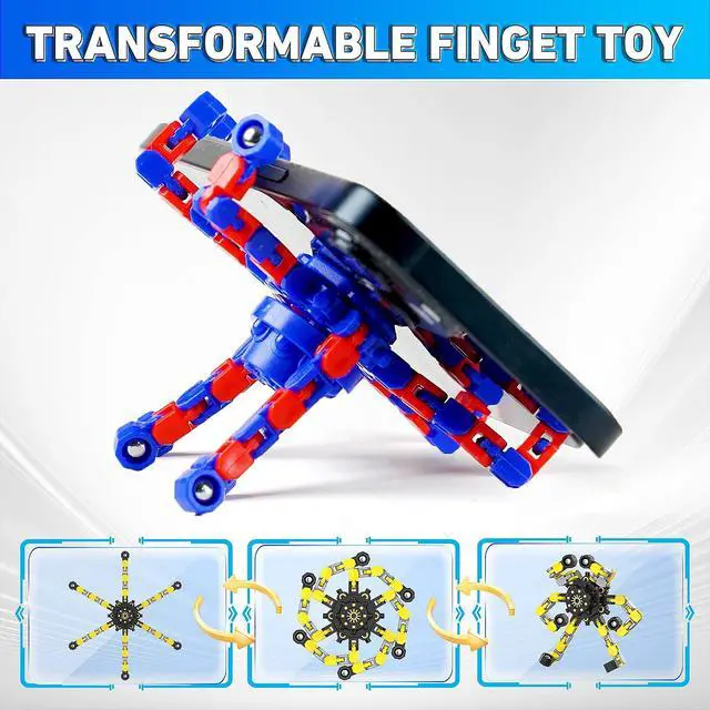 Alt view image 3 of 7 - Transformable Fidget Spinners,9PCS Funny Sensory Fidget Toys for Kids | Deformable DIY Robot Spinner Fingertip Stress Relief Gyro Toy Kids Halloween Party Favors Stocking Stuffers Gifts