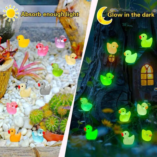Alt view image 3 of 7 - 240pcs Luminous Mini Resin Ducks, Tiny Animals Bulk Glow in The Dark Small Plastic Miniature Ducks Figures for Dollhouse Decor Micro Garden Home Landscape Aquarium Craft Gifts Party Favors Toys