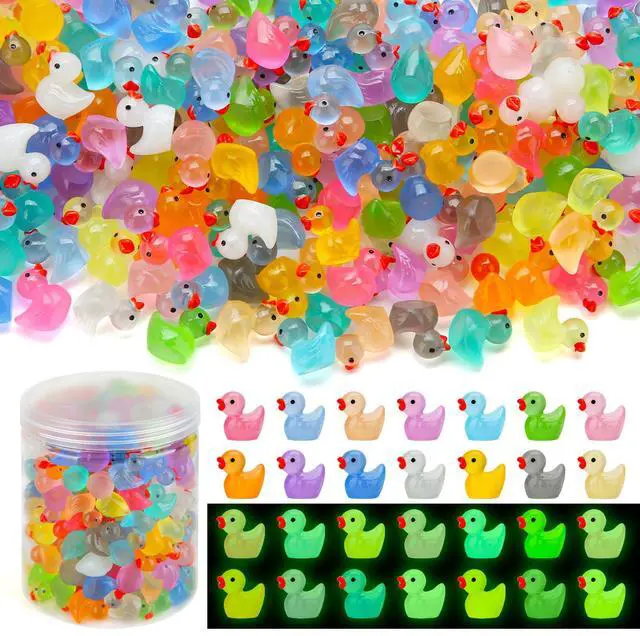 Main image of 240pcs Luminous Mini Resin Ducks, Tiny Animals Bulk Glow in The Dark Small Plastic Miniature Ducks Figures for Dollhouse Decor Micro Garden Home Landscape Aquarium Craft Gifts Party Favors Toys