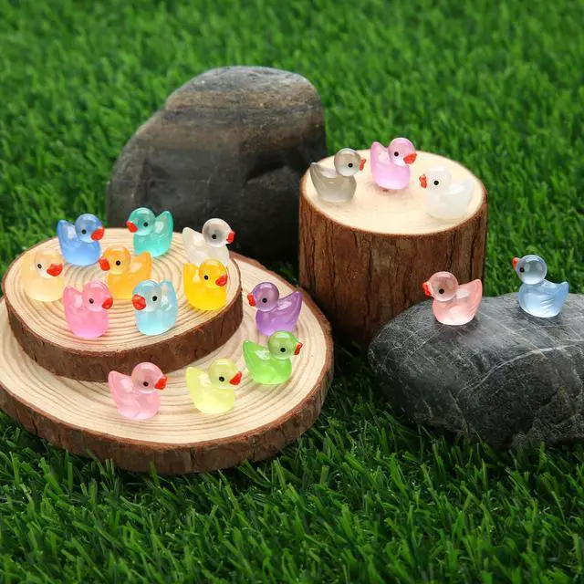 Alt view image 6 of 7 - 240pcs Luminous Mini Resin Ducks, Tiny Animals Bulk Glow in The Dark Small Plastic Miniature Ducks Figures for Dollhouse Decor Micro Garden Home Landscape Aquarium Craft Gifts Party Favors Toys