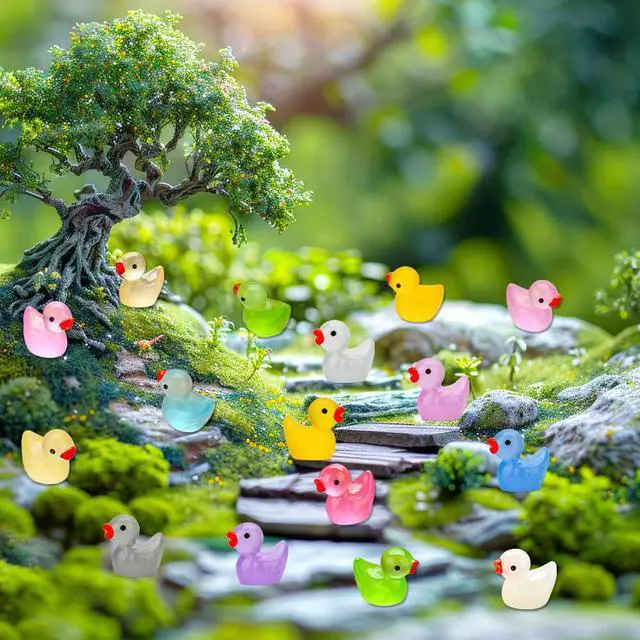 Alt view image 7 of 7 - 240pcs Luminous Mini Resin Ducks, Tiny Animals Bulk Glow in The Dark Small Plastic Miniature Ducks Figures for Dollhouse Decor Micro Garden Home Landscape Aquarium Craft Gifts Party Favors Toys