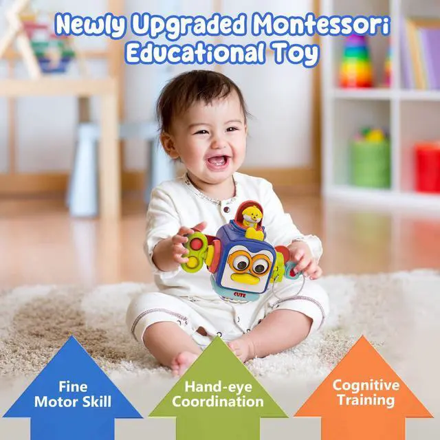 Alt view image 2 of 6 - Toys for 1 Year Old Boy, Busy Cube Montessori Toys for 1+ Year Old,Sensory Toys for Toddlers 1-3,Fine Motor Skills Educational Toys,Birthday Gift for Baby Aged 6, 9, 10, 12, 18 Months