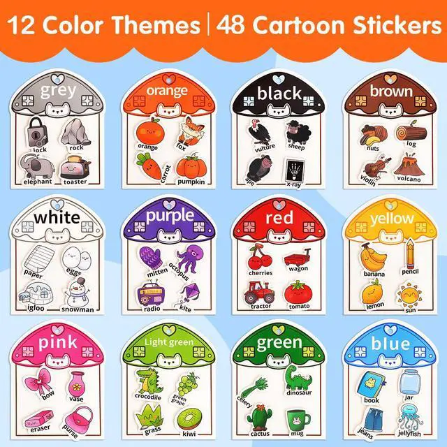 Alt view image 3 of 7 - Montessori Busy Book Color Sorting Toys for Toddlers 2-4 Years | Educational Preschool Learning Activities for Kids, Sensory Fine Motor Matching Games for 3 Year Old Boys Girls Gifts