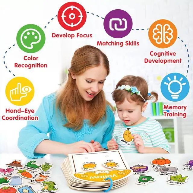 Alt view image 4 of 7 - Montessori Busy Book Color Sorting Toys for Toddlers 2-4 Years | Educational Preschool Learning Activities for Kids, Sensory Fine Motor Matching Games for 3 Year Old Boys Girls Gifts