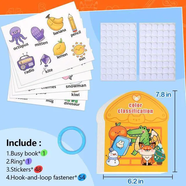 Alt view image 7 of 7 - Montessori Busy Book Color Sorting Toys for Toddlers 2-4 Years | Educational Preschool Learning Activities for Kids, Sensory Fine Motor Matching Games for 3 Year Old Boys Girls Gifts
