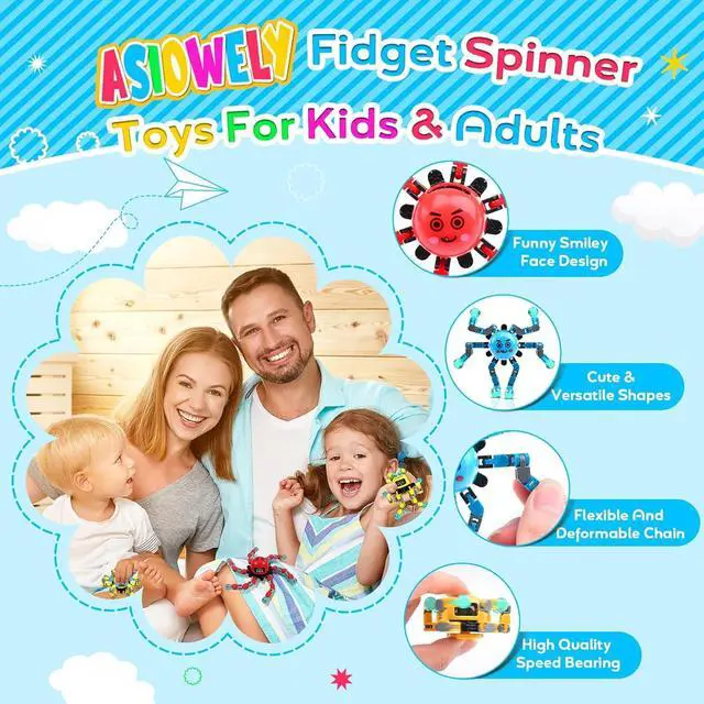 Alt view image 2 of 7 - Transformable Fidget Spinner Toys for Kids and Adults,3 Pcs Travel Toys for Boys Girls Sensory Toy ADHD Stress Relief Toy,Party Favors Birthdays Gifts for Teens Road Trip Travel Essentials