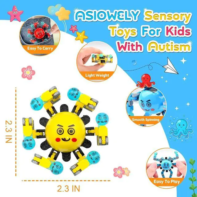 Alt view image 3 of 7 - Transformable Fidget Spinner Toys for Kids and Adults,3 Pcs Travel Toys for Boys Girls Sensory Toy ADHD Stress Relief Toy,Party Favors Birthdays Gifts for Teens Road Trip Travel Essentials