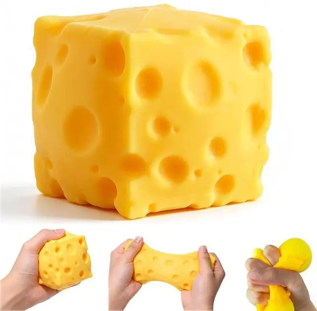 Main image of Cheese Squishy, Soft Squishy Cheese Squeeze Block Fidget Toy, Mini Sensory Toy for Stress Relief, Stocking Stuffer Novelty Gifts Party Favors for Kids Adults
