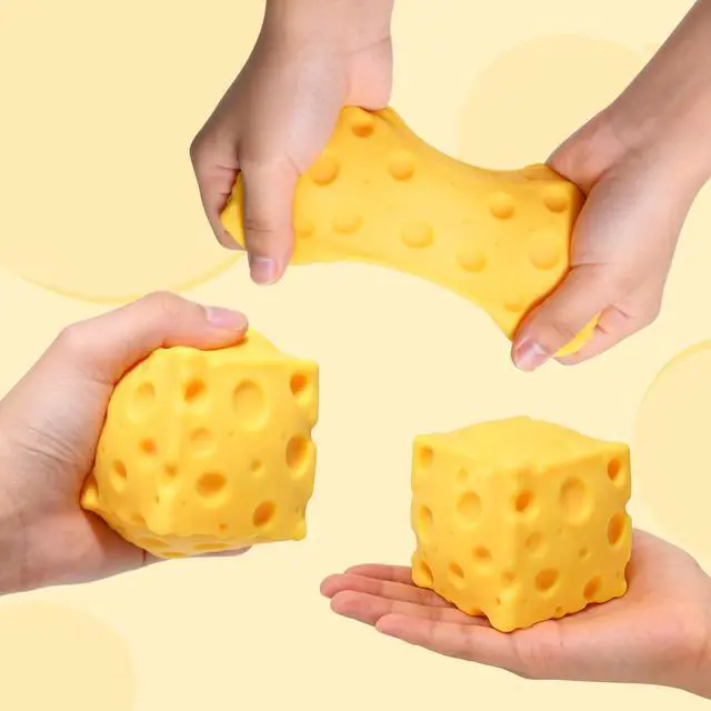 Alt view image 3 of 7 - Cheese Squishy, Soft Squishy Cheese Squeeze Block Fidget Toy, Mini Sensory Toy for Stress Relief, Stocking Stuffer Novelty Gifts Party Favors for Kids Adults