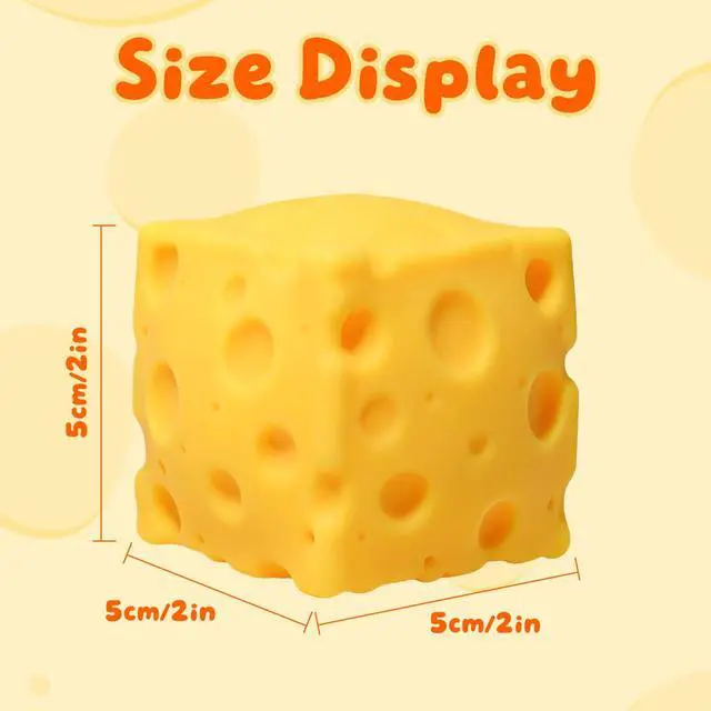 Alt view image 5 of 7 - Cheese Squishy, Soft Squishy Cheese Squeeze Block Fidget Toy, Mini Sensory Toy for Stress Relief, Stocking Stuffer Novelty Gifts Party Favors for Kids Adults