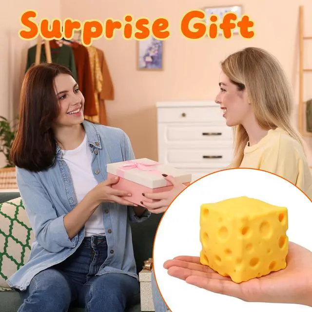 Alt view image 7 of 7 - Cheese Squishy, Soft Squishy Cheese Squeeze Block Fidget Toy, Mini Sensory Toy for Stress Relief, Stocking Stuffer Novelty Gifts Party Favors for Kids Adults