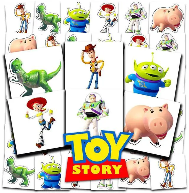 Main image of Toy Story Tattoos for Kids Party Favors Bundle - 72 Pc Individual Tattoos | 2" Pre-Cut Woody and Buzz Lightyear Temporary Tattoos for Kids Boys Girls Bulk (Toy Story Birthday Party Supplies)