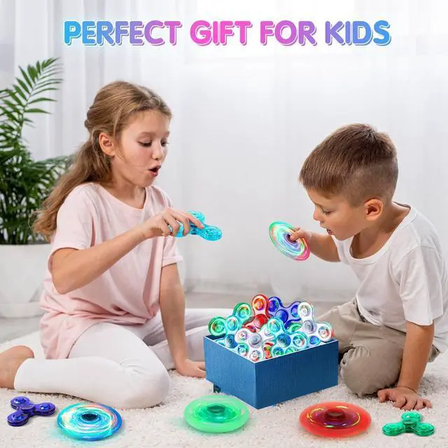 Alt view image 6 of 7 - Fidget Spinner 2 Pack, Light up Sensory Fidget Toys Adults Kids 4-8-12 with Autism ADHD, Kids Travel Toys Anxiety Stress Relief Teen Boy Gifts, Classroom Prizes Glow Birthday Party Graduation Gifts