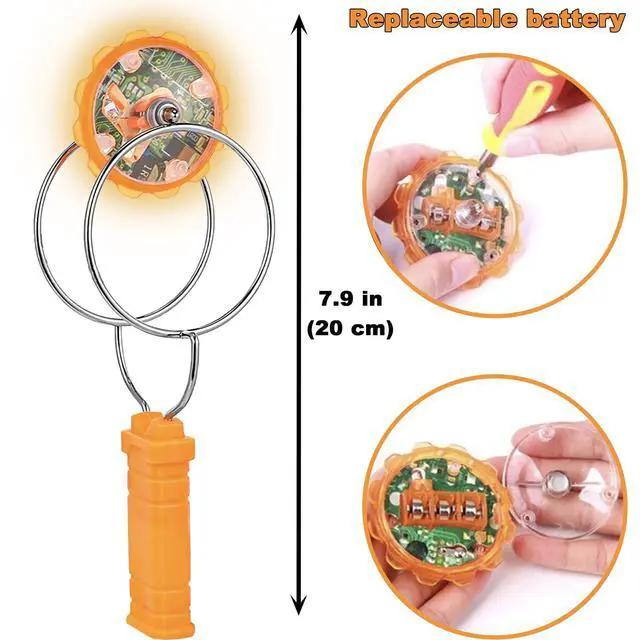 Alt view image 3 of 7 - Stocking Stuffers for Kids Toys Boys 3pcs Light Up Gyro Wheel Toy Birthday Gifts for Men, Magic Rail Twirler Magnetic Yoyo Spinner Sensory Fidget Toys for Kids Ages 3-5-7 4-8-12 Year Old Boys & Adults