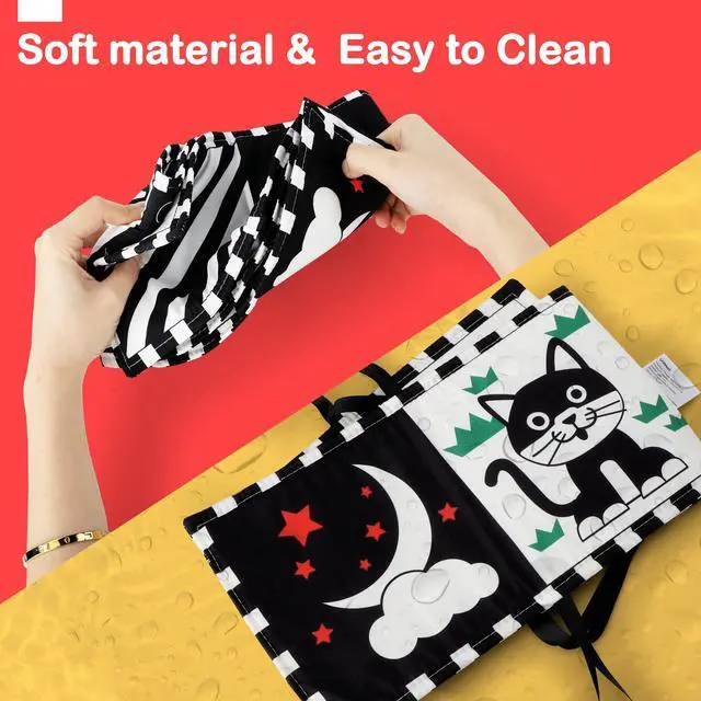 Alt view image 6 of 7 - Black and White Baby Toy, Tummy Time High Contrast Newborn Toys | Visual Stimulation Soft Baby Book, Brain Development Montessori Sensory Infant Mirror Toy 0-6-12 Months, Boy Girl Shower Gift