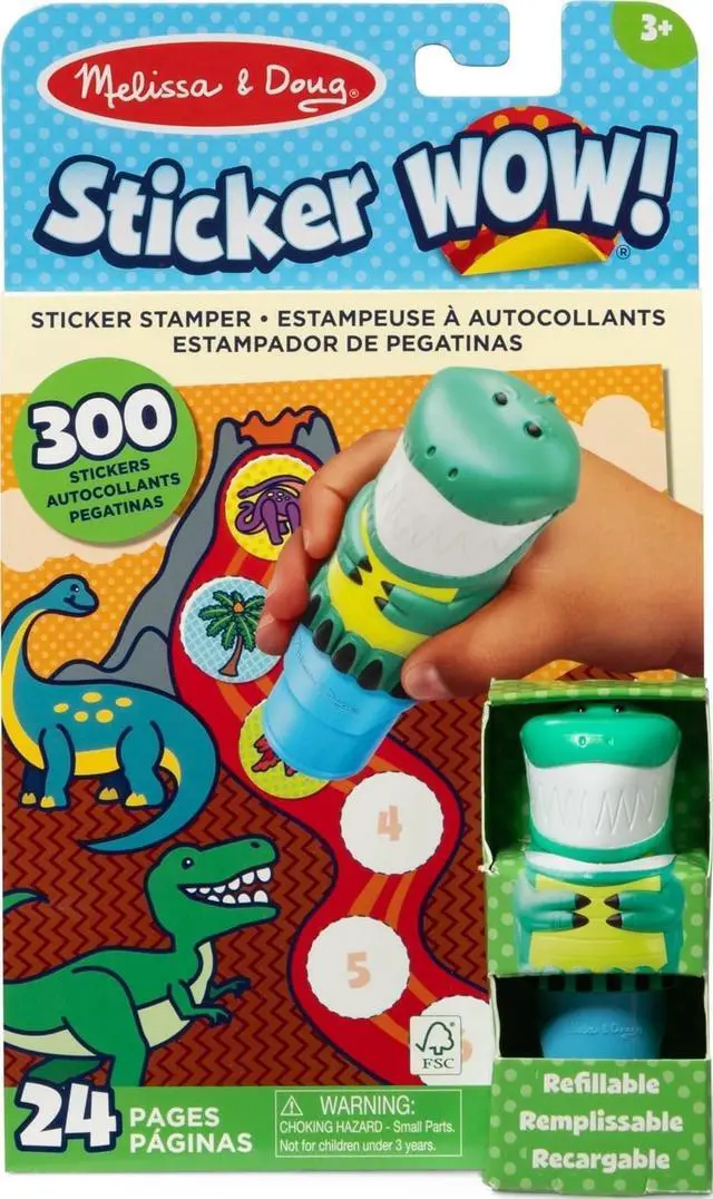 Main image of Sticker Wow! Dinosaur Bundle: 24-Page Activity Book, Refillable Sticker Stamper, Mini Pad, 500 Stickers, Arts and Crafts for Kids Ages 3+