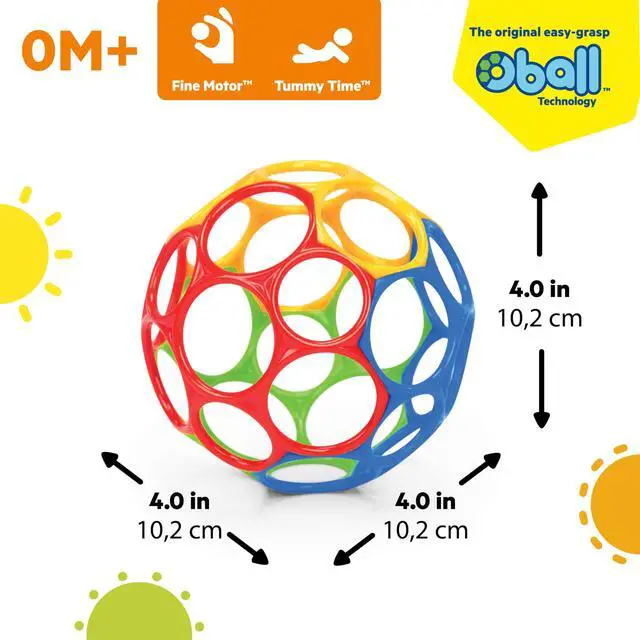 Alt view image 3 of 7 - Oball Easy Grasp Classic Ball BPA-Free Infant Toy in Red, Yellow, Green, Blue, Age Newborn and up, 4 Inches