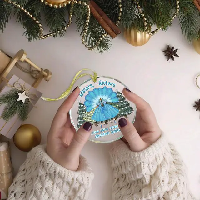 Alt view image 5 of 7 - Sister Ornament for Sister, Women Best Friend- White Christmas Ornament 2025 - There were Never Such Devoted Sisters - Xmas Tree Decor