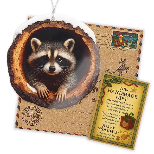 Alt view image 3 of 5 - Funny Christmas Ornaments - Raccon Gifts - Raccoon Christmas Ornaments - Animal Lovers Ornaments - Racoon Ornament - Christmas Ornament 2026 - White Elephant Gifts - Xmas Tree Funny Decoration