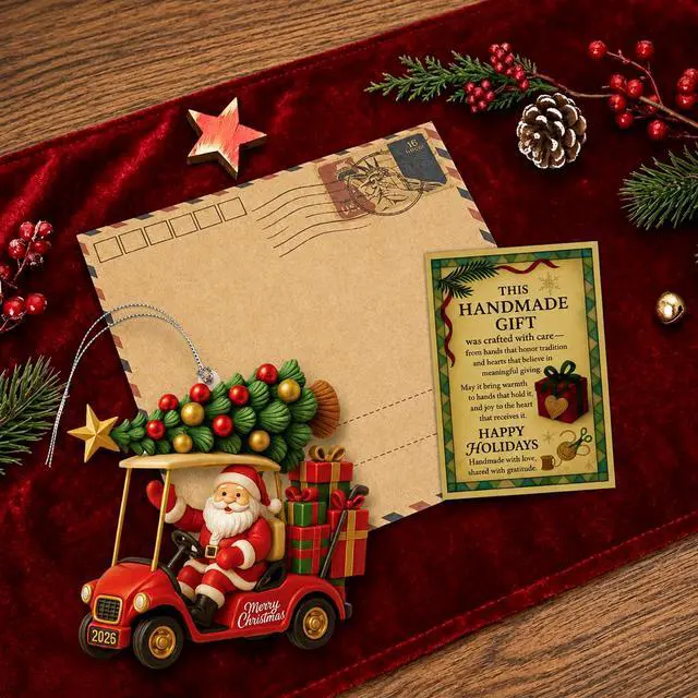 Alt view image 3 of 7 - Golf Cart Ornament, Santa Ornaments for Christmas Tree 2026, Funny Golf Ornaments for Christmas Tree, Unique Holiday Decoration for Golf Lovers, Christmas Golf Decor, Gift Idea for Golfer