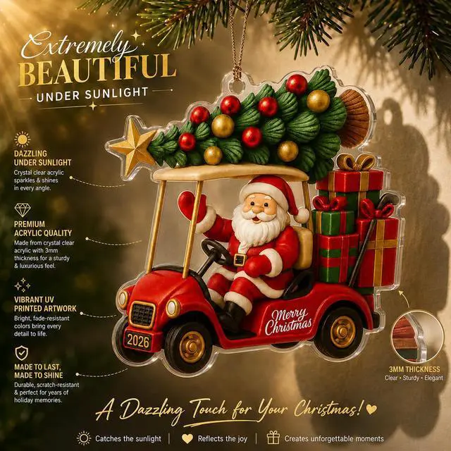 Alt view image 4 of 7 - Golf Cart Ornament, Santa Ornaments for Christmas Tree 2026, Funny Golf Ornaments for Christmas Tree, Unique Holiday Decoration for Golf Lovers, Christmas Golf Decor, Gift Idea for Golfer
