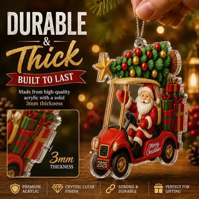 Alt view image 6 of 7 - Golf Cart Ornament, Santa Ornaments for Christmas Tree 2026, Funny Golf Ornaments for Christmas Tree, Unique Holiday Decoration for Golf Lovers, Christmas Golf Decor, Gift Idea for Golfer