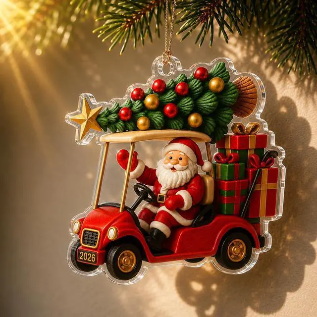 Alt view image 7 of 7 - Golf Cart Ornament, Santa Ornaments for Christmas Tree 2026, Funny Golf Ornaments for Christmas Tree, Unique Holiday Decoration for Golf Lovers, Christmas Golf Decor, Gift Idea for Golfer