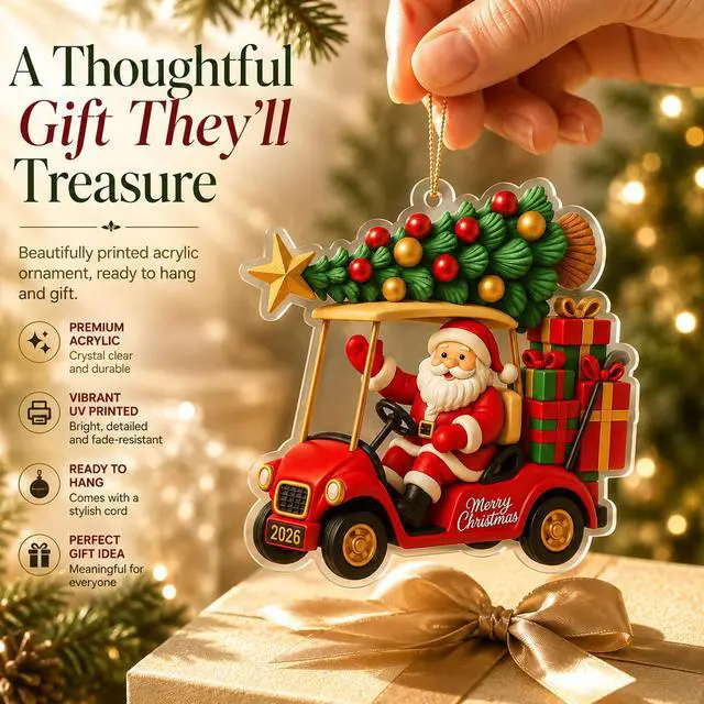 Alt view image 5 of 7 - Golf Cart Ornament, Santa Ornaments for Christmas Tree 2026, Funny Golf Ornaments for Christmas Tree, Unique Holiday Decoration for Golf Lovers, Christmas Golf Decor, Gift Idea for Golfer