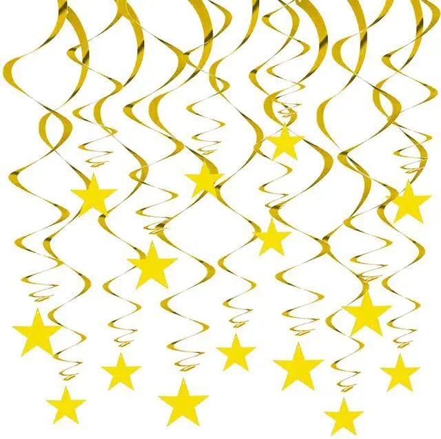 Main image of Gold Star Hanging Swirl Decorations,Hanging Gold Party Supplies for Graduation Wedding Baby Shower Decorations,Pack of 15