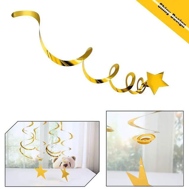 Alt view image 2 of 7 - Gold Star Hanging Swirl Decorations,Hanging Gold Party Supplies for Graduation Wedding Baby Shower Decorations,Pack of 15