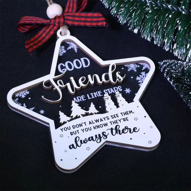 Alt view image 2 of 7 - Friendship Gifts for Women - Bestie Gift for Women - Good Friends are Like Stars Gifts - Best Friend Christmas Ornament - Friendship Christmas Ornaments, Acrylic Wooden Ornament