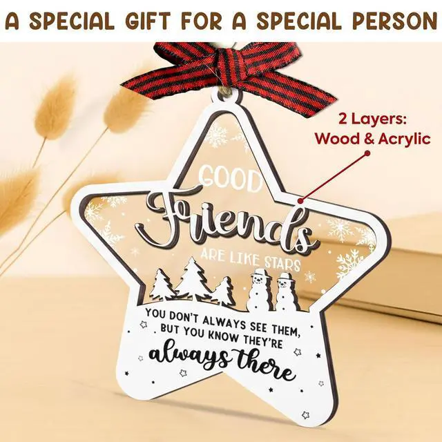 Alt view image 3 of 7 - Friendship Gifts for Women - Bestie Gift for Women - Good Friends are Like Stars Gifts - Best Friend Christmas Ornament - Friendship Christmas Ornaments, Acrylic Wooden Ornament