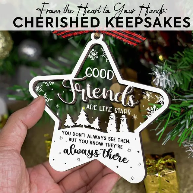 Alt view image 5 of 7 - Friendship Gifts for Women - Bestie Gift for Women - Good Friends are Like Stars Gifts - Best Friend Christmas Ornament - Friendship Christmas Ornaments, Acrylic Wooden Ornament