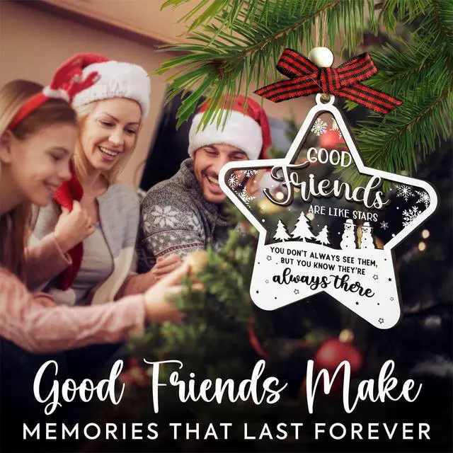 Alt view image 7 of 7 - Friendship Gifts for Women - Bestie Gift for Women - Good Friends are Like Stars Gifts - Best Friend Christmas Ornament - Friendship Christmas Ornaments, Acrylic Wooden Ornament