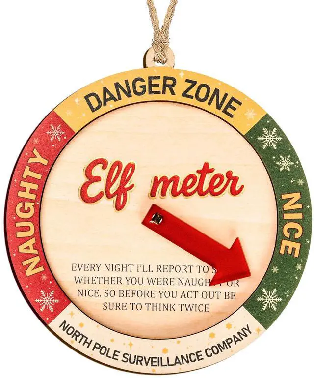 Main image of Funny Elf Accessories Naughty or Nice Elf Meter Christmas Ornament 2026, Funny Xmas Decoration, Wooden Decor Gift for Kids, Family, Friend, White Elephant Gifts. Christmas Decorations