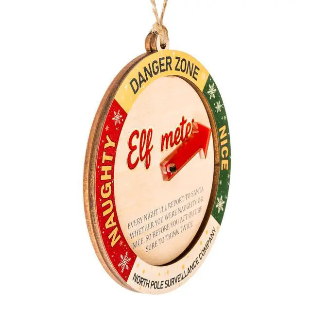 Alt view image 5 of 5 - Funny Elf Accessories Naughty or Nice Elf Meter Christmas Ornament 2026, Funny Xmas Decoration, Wooden Decor Gift for Kids, Family, Friend, White Elephant Gifts. Christmas Decorations